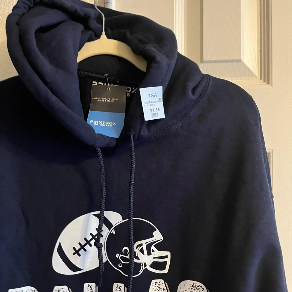Mens New Dallas Cowboys Navy Blue Hoodie Size Large - Picture 3 of 4